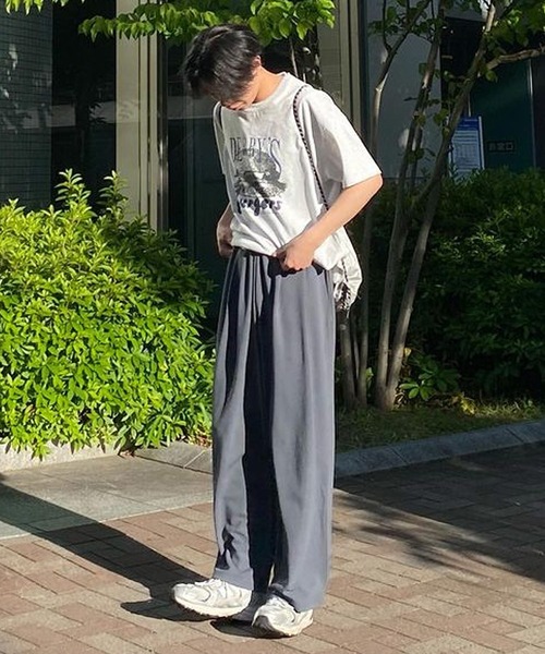 MinoriTY(マイノリティ)の「【MinoriTY】さらさら梨地素材ベルト付きワイドパンツ 夏服 スラックス カラーパンツ メンズ(スラックス・メンズ・ブラック/ブルー/チャコール/パープル/ライトグレー/ブラウン・S/M/L)」の8枚目の写真