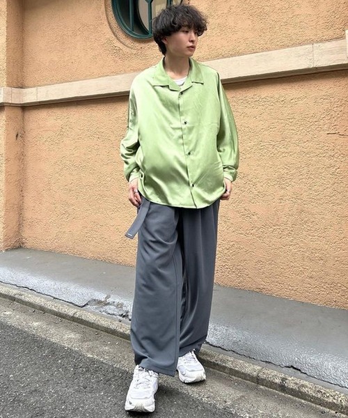 MinoriTY(マイノリティ)の「【MinoriTY】さらさら梨地素材ベルト付きワイドパンツ 夏服 スラックス カラーパンツ メンズ(スラックス・メンズ・ブラック/ブルー/チャコール/パープル/ライトグレー/ブラウン・S/M/L)」の9枚目の写真