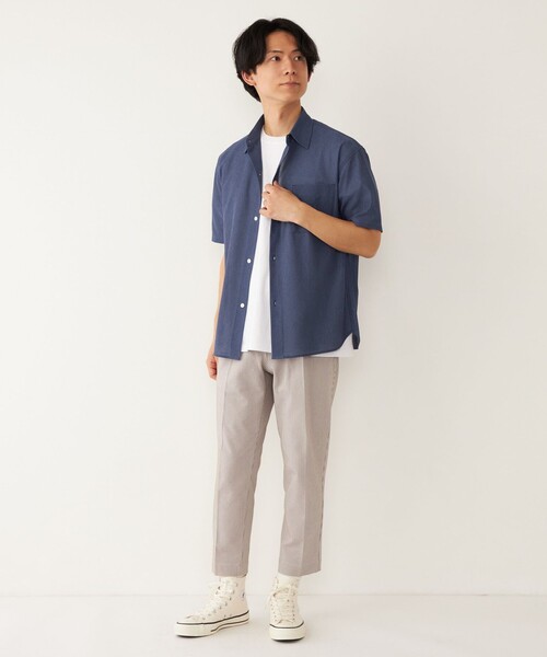 SHIPS Colors(シップス カラーズ)の「SHIPS Colors: 〈洗濯機可能〉シャリル ジャージー 半袖シャツ セットアップ対応(シャツ/ブラウス・メンズ・ネイビー/ブルー/ベージュ/ブラウン・X-LARGE/MEDIUM/LARGE)」の6枚目の写真