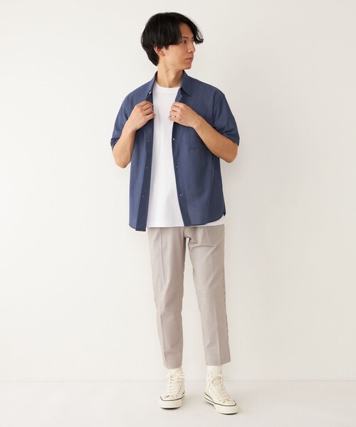 SHIPS Colors(シップス カラーズ)の「SHIPS Colors: 〈洗濯機可能〉シャリル ジャージー 半袖シャツ セットアップ対応(シャツ/ブラウス・メンズ・ネイビー/ブルー/ベージュ/ブラウン・X-LARGE/MEDIUM/LARGE)」の8枚目の写真