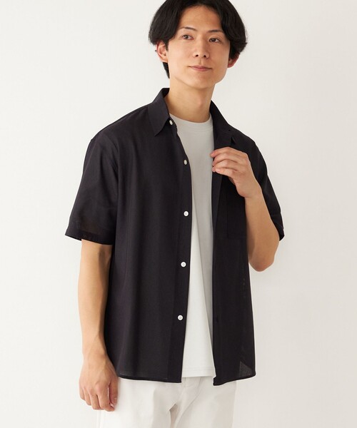 SHIPS Colors(シップス カラーズ)の「SHIPS Colors: 〈洗濯機可能〉シャリル ジャージー 半袖シャツ セットアップ対応(シャツ/ブラウス・メンズ・ネイビー/ブルー/ベージュ/ブラウン・X-LARGE/MEDIUM/LARGE)」の9枚目の写真