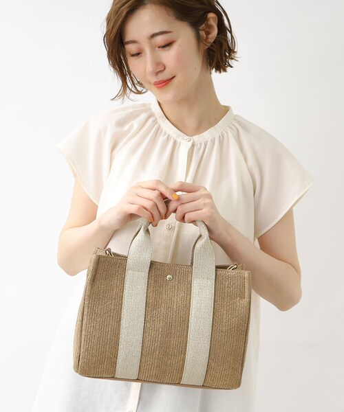 grove（グローブ）の「◆スクエアテープPP2WAYトート（トートバッグ・レディース・グレー/ベージュ系その他7/ゴールド/アイボリー・00）」の4枚目の写真