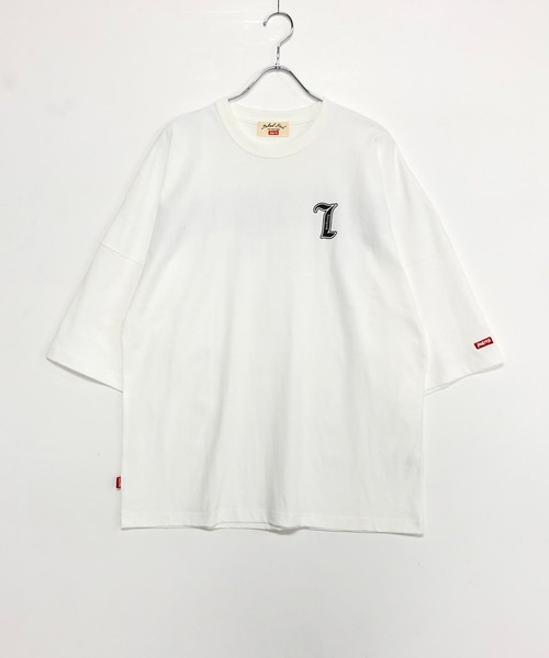 TRAP/U （トラップユー）の「バックプリント ドルマンスリーブ ビッグTシャツ / ミドルウエイト コットン天竺（Tシャツ/カットソー・メンズ・ブラック/ホワイト/オレンジ・F）」の16枚目の写真