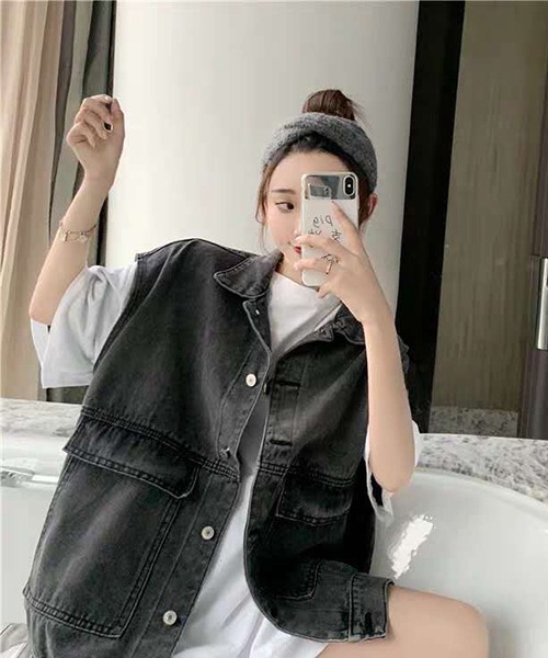 Chick（チック）の「denim vest/デニムベスト（デニムジャケット