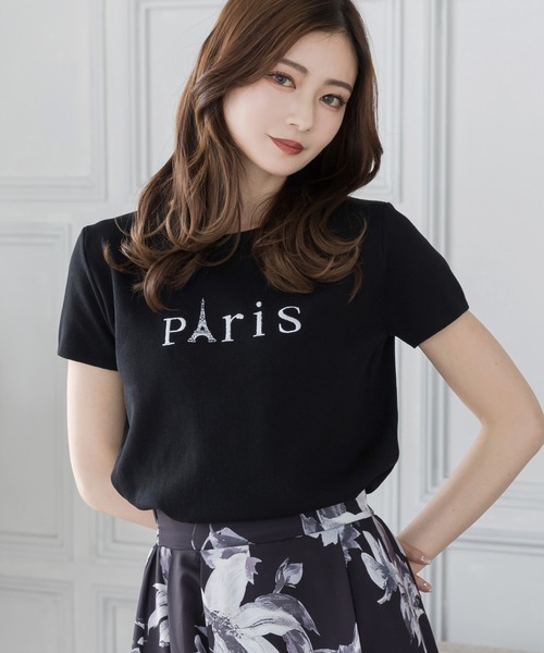 Julia Boutique(ジュリアブティック)の「Parisロゴ刺繍ニットトップス/23128(ニット/セーター・レディース・ホワイト/ピンク/ブラック・ONE)」の6枚目の写真