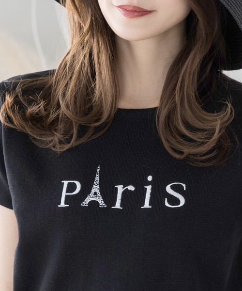 Julia Boutique(ジュリアブティック)の「Parisロゴ刺繍ニットトップス/23128(ニット/セーター・レディース・ホワイト/ピンク/ブラック・ONE)」の7枚目の写真