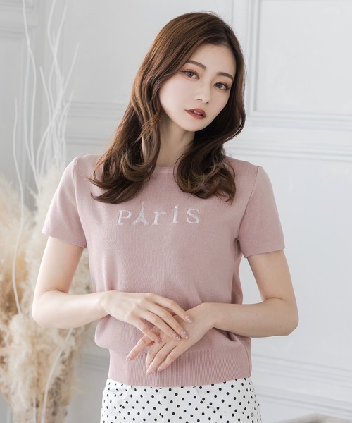 Julia Boutique(ジュリアブティック)の「Parisロゴ刺繍ニットトップス/23128(ニット/セーター・レディース・ホワイト/ピンク/ブラック・ONE)」の11枚目の写真