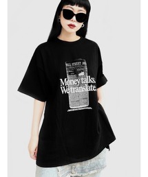 【LVEU.】ジャーナルプリントオーバーTシャツ(Aiselect) / トップス Tシャツ 半袖 オーバー プリント グラフィック ブラック ホワイト