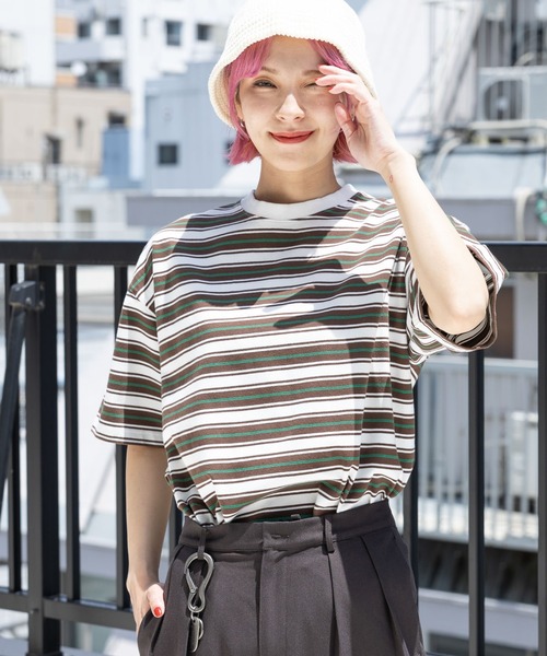 PBLIM(ページボーイリム)の「PBLIM/マルチボーダーT(Tシャツ/カットソー・レディース・ブラック系その他/ブルー系その他/ホワイト系その他・MEDIUM/LARGE)」の2枚目の写真