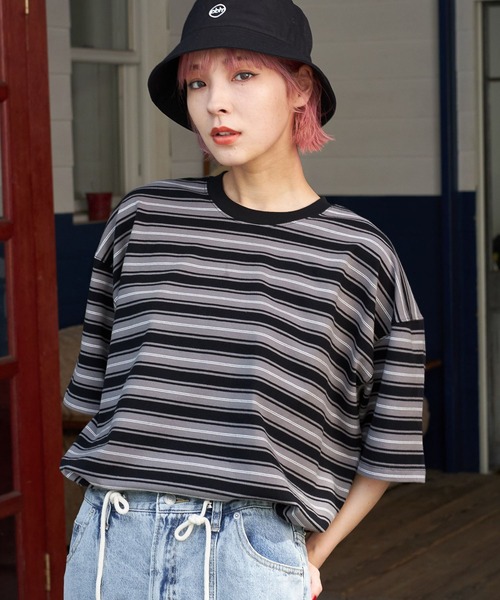 PBLIM(ページボーイリム)の「PBLIM/マルチボーダーT(Tシャツ/カットソー・レディース・ブラック系その他/ブルー系その他/ホワイト系その他・MEDIUM/LARGE)」の1枚目の写真