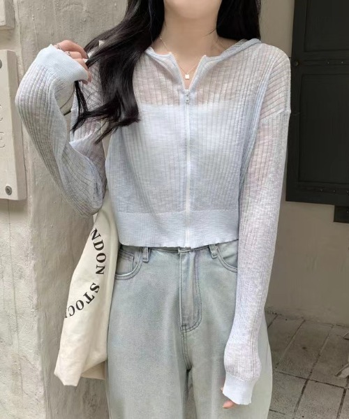 Sibra（シブラ）の「UVケア・接触冷感ショート丈カーディガン（カーディガン/ボレロ・レディース・パープル/ベージュ/ホワイト/ブルー/イエロー・M）」の21枚目の写真