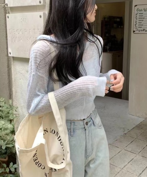 Sibra（シブラ）の「UVケア・接触冷感ショート丈カーディガン（カーディガン/ボレロ・レディース・パープル/ベージュ/ホワイト/ブルー/イエロー・M）」の11枚目の写真