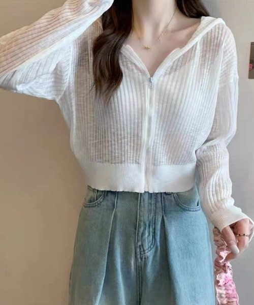 Sibra（シブラ）の「UVケア・接触冷感ショート丈カーディガン（カーディガン/ボレロ・レディース・パープル/ベージュ/ホワイト/ブルー/イエロー・M）」の22枚目の写真