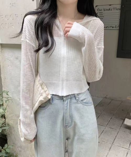 Sibra（シブラ）の「UVケア・接触冷感ショート丈カーディガン（カーディガン/ボレロ・レディース・パープル/ベージュ/ホワイト/ブルー/イエロー・M）」の12枚目の写真