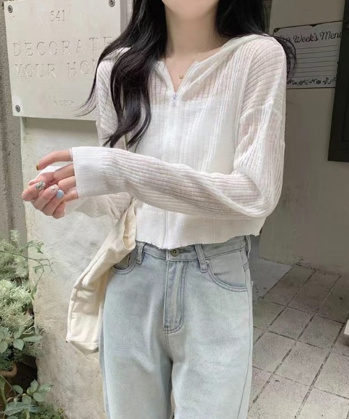 Sibra（シブラ）の「UVケア・接触冷感ショート丈カーディガン（カーディガン/ボレロ・レディース・パープル/ベージュ/ホワイト/ブルー/イエロー・M）」の7枚目の写真