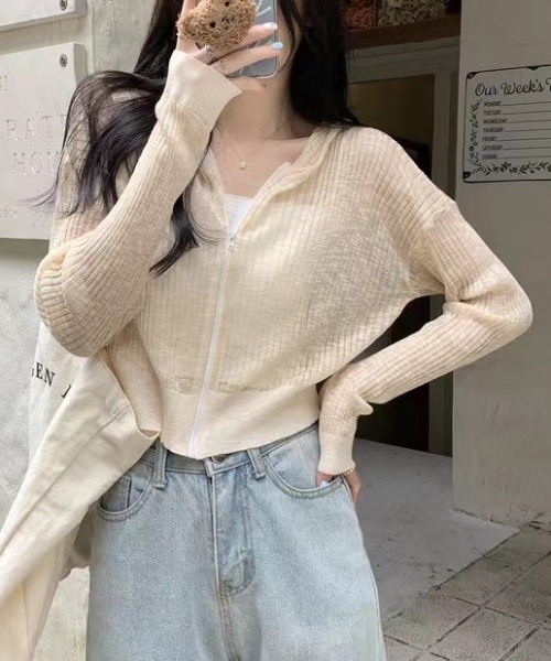 Sibra（シブラ）の「UVケア・接触冷感ショート丈カーディガン（カーディガン/ボレロ・レディース・パープル/ベージュ/ホワイト/ブルー/イエロー・M）」の18枚目の写真