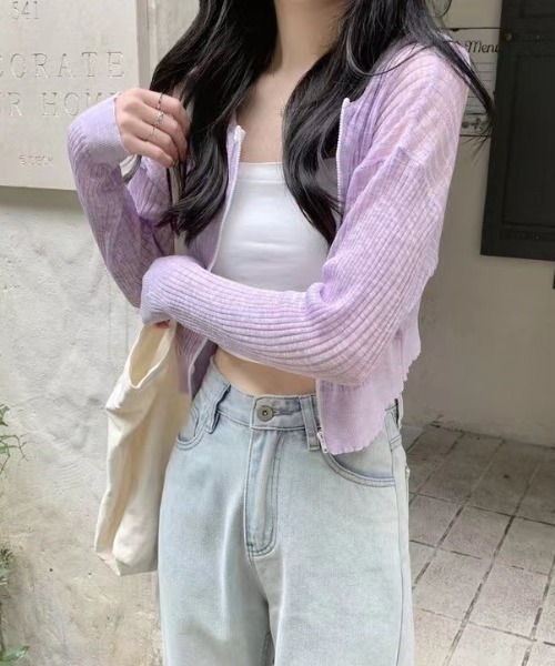 Sibra（シブラ）の「UVケア・接触冷感ショート丈カーディガン（カーディガン/ボレロ・レディース・パープル/ベージュ/ホワイト/ブルー/イエロー・M）」の19枚目の写真