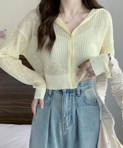 Sibra（シブラ）の「UVケア・接触冷感ショート丈カーディガン（カーディガン/ボレロ・レディース・パープル/ベージュ/ホワイト/ブルー/イエロー・M）」の10枚目の写真