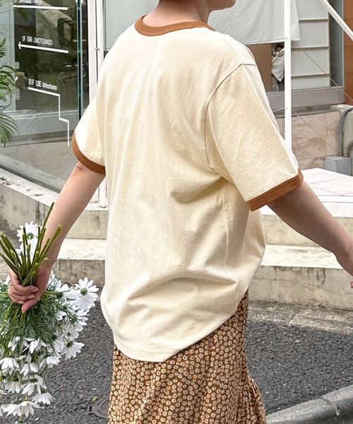 Alley by w closet（アリーバイダブルクローゼット）の「【Alley】うさぎプリントリンガーT（Tシャツ/カットソー・レディース・ベージュ/ピンク/ブルー/スミクロ・FREE）」の18枚目の写真