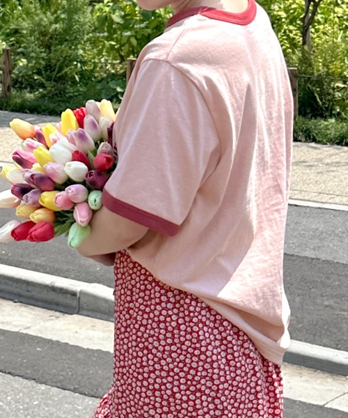 Alley by w closet（アリーバイダブルクローゼット）の「【Alley】うさぎプリントリンガーT（Tシャツ/カットソー・レディース・ベージュ/ピンク/ブルー/スミクロ・FREE）」の11枚目の写真