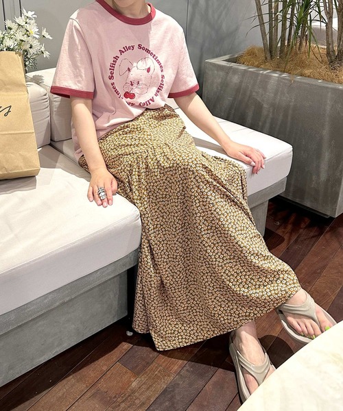 Alley by w closet（アリーバイダブルクローゼット）の「【Alley】うさぎプリントリンガーT（Tシャツ/カットソー・レディース・ベージュ/ピンク/ブルー/スミクロ・FREE）」の7枚目の写真