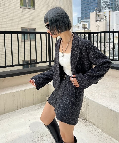 セール】ツイードショートジャケット（テーラードジャケット