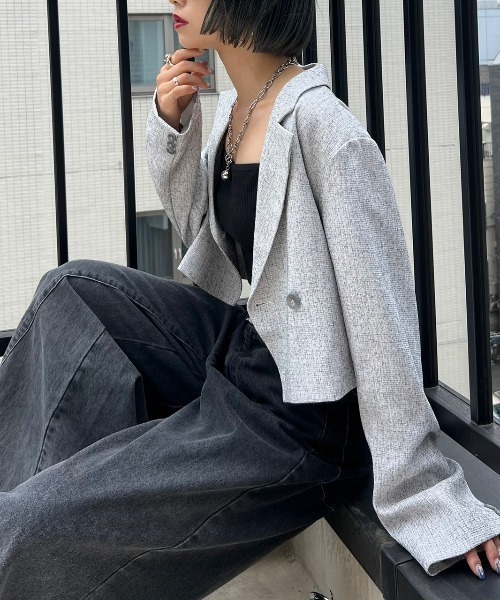 PAGEBOY（ページボーイ）の「ツイードショートジャケット（テーラードジャケット・レディース・オフホワイト/ブラック・FREE）」の4枚目の写真