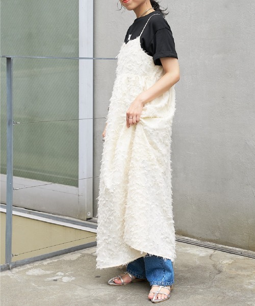 COLONY 2139(コロニートゥーワンスリーナイン)の「フリンジジャガードキャミワンピース(ワンピース・レディース・アイボリー/ブラック・FREE)」の13枚目の写真