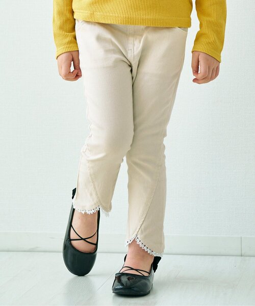 apres les cours（アプレレクール）の「【WEB限定】裾レースフレアパンツ（その他パンツ・キッズ・ピンク/アイボリー/インディゴブルー・110/120/100/90/130/140/80）」の2枚目の写真