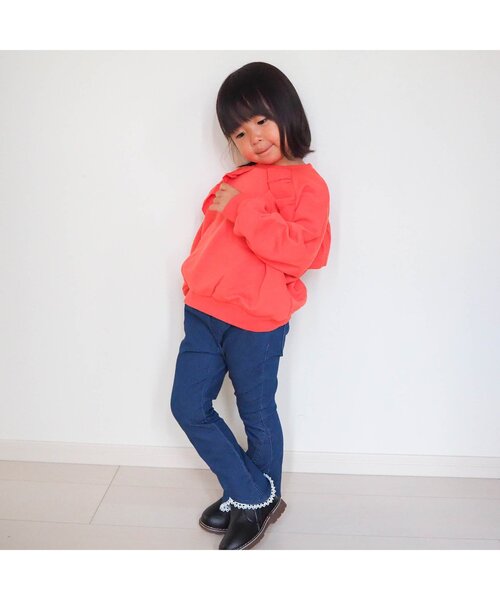 apres les cours（アプレレクール）の「【WEB限定】裾レースフレアパンツ（その他パンツ・キッズ・ピンク/アイボリー/インディゴブルー・110/120/100/90/130/140/80）」の4枚目の写真