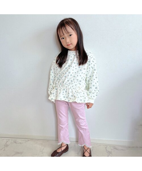 apres les cours（アプレレクール）の「【WEB限定】裾レースフレアパンツ（その他パンツ・キッズ・ピンク/アイボリー/インディゴブルー・110/120/100/90/130/140/80）」の6枚目の写真