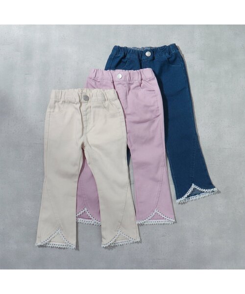 apres les cours（アプレレクール）の「【WEB限定】裾レースフレアパンツ（その他パンツ・キッズ・ピンク/アイボリー/インディゴブルー・110/120/100/90/130/140/80）」の7枚目の写真