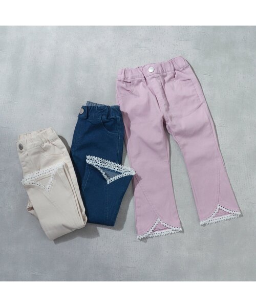 apres les cours（アプレレクール）の「【WEB限定】裾レースフレアパンツ（その他パンツ・キッズ・ピンク/アイボリー/インディゴブルー・110/120/100/90/130/140/80）」の8枚目の写真