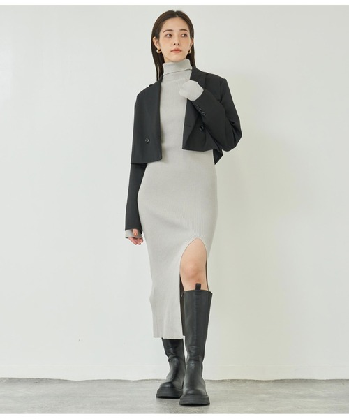 ANAP（アナップ）の「ダブルボタンクロップドジャケット【セットアップ対応】（テーラードジャケット・レディース・ブラック/ダークグレー・FREE）」の8枚目の写真