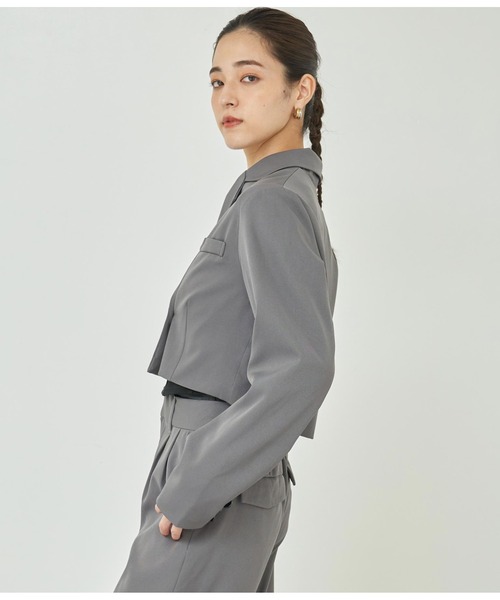 ANAP（アナップ）の「ダブルボタンクロップドジャケット【セットアップ対応】（テーラードジャケット・レディース・ブラック/ダークグレー・FREE）」の13枚目の写真