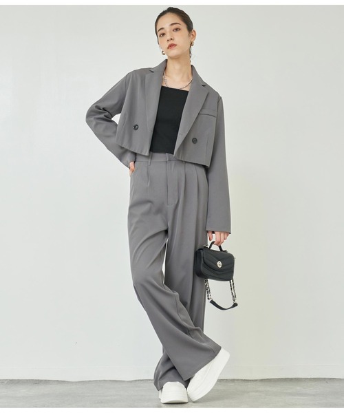 ANAP（アナップ）の「ダブルボタンクロップドジャケット【セットアップ対応】（テーラードジャケット・レディース・ブラック/ダークグレー・FREE）」の15枚目の写真