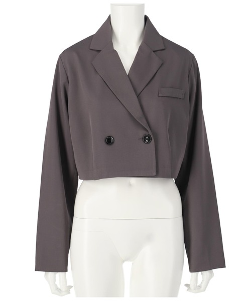 ANAP（アナップ）の「ダブルボタンクロップドジャケット【セットアップ対応】（テーラードジャケット・レディース・ブラック/ダークグレー・FREE）」の18枚目の写真