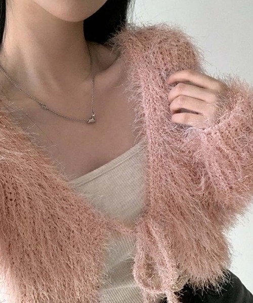 Ulysses(ユリシス)の「シャギーニットリボンカーディガン(カーディガン/ボレロ・レディース・ホワイト/ピンク/グレー/ブラック/ベージュ/ライトパープル/ブルー/モカ・F)」の21枚目の写真