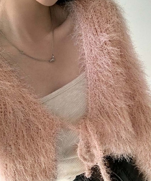 Ulysses(ユリシス)の「シャギーニットリボンカーディガン(カーディガン/ボレロ・レディース・ホワイト/ピンク/グレー/ブラック/ベージュ/ライトパープル/ブルー/モカ・F)」の14枚目の写真