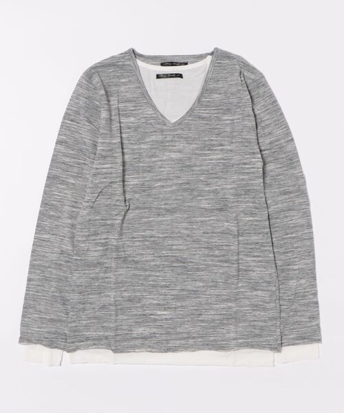 Bling Leads(ブリングリーズ)の「★Bl★アンサンブルVネック長袖Tシャツ(Tシャツ/カットソー・レディース・ホワイト/グレー・LARGE/X-LARGE/MEDIUM)」の2枚目の写真