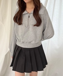 クロップドスウェットジップトップス