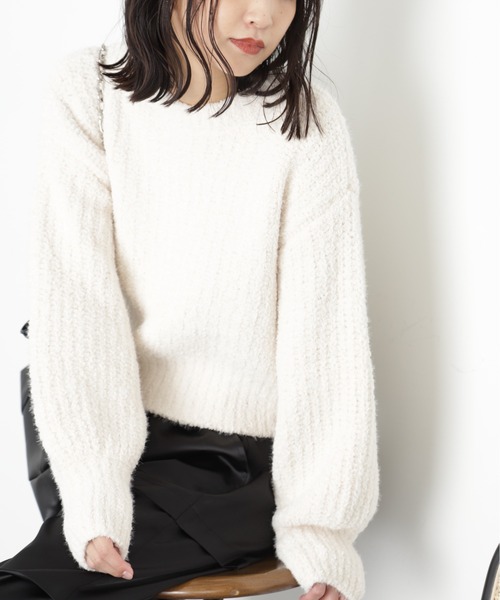 FREE'S MART(フリーズマート)の「◆フェザーモール前後2wayカーディガン(カーディガン/ボレロ・レディース・レッド/ホワイト/ベージュ/チャコールグレー・FREE)」の8枚目の写真