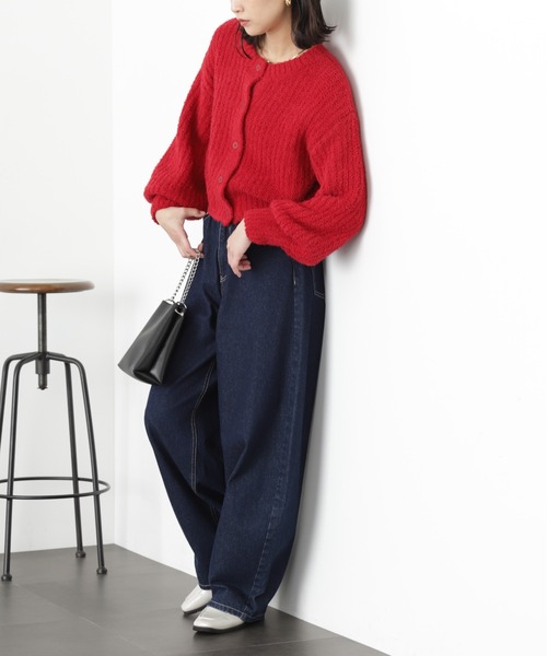 FREE'S MART(フリーズマート)の「◆フェザーモール前後2wayカーディガン(カーディガン/ボレロ・レディース・レッド/ホワイト/ベージュ/チャコールグレー・FREE)」の18枚目の写真