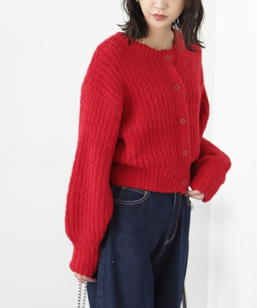 FREE'S MART(フリーズマート)の「◆フェザーモール前後2wayカーディガン(カーディガン/ボレロ・レディース・レッド/ホワイト/ベージュ/チャコールグレー・FREE)」の22枚目の写真