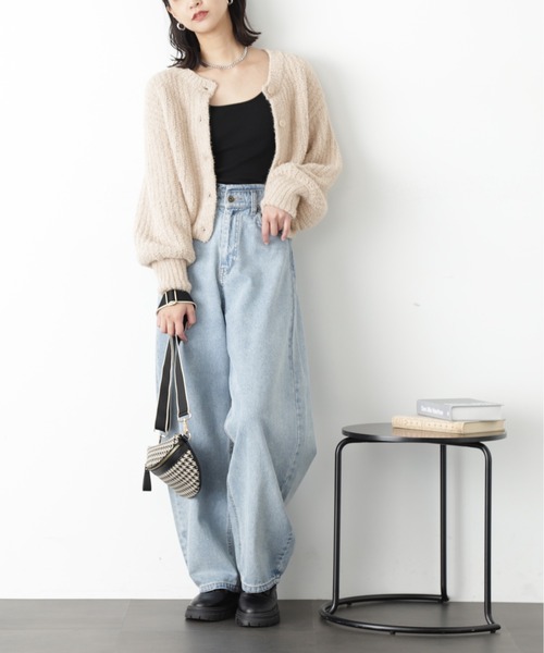 FREE'S MART(フリーズマート)の「◆フェザーモール前後2wayカーディガン(カーディガン/ボレロ・レディース・レッド/ホワイト/ベージュ/チャコールグレー・FREE)」の5枚目の写真