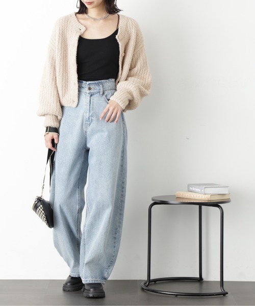 FREE'S MART(フリーズマート)の「◆フェザーモール前後2wayカーディガン(カーディガン/ボレロ・レディース・レッド/ホワイト/ベージュ/チャコールグレー・FREE)」の7枚目の写真