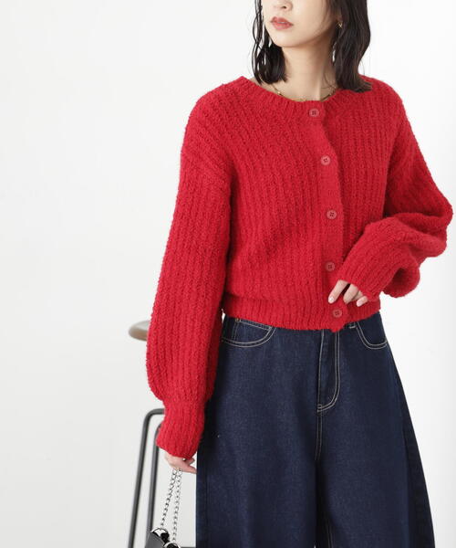 FREE'S MART(フリーズマート)の「◆フェザーモール前後2wayカーディガン(カーディガン/ボレロ・レディース・レッド/ホワイト/ベージュ/チャコールグレー・FREE)」の15枚目の写真