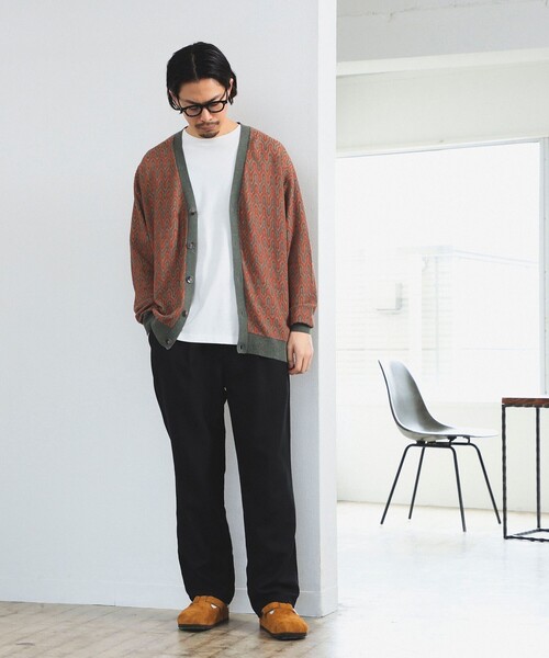 B:MING by BEAMS（ビーミングバイビームス）の「リネン ミックス ジャカード カーディガン（カーディガン/ボレロ・メンズ・グリーン/サックスブルー・X-LARGE/MEDIUM/LARGE/SMALL）」の3枚目の写真