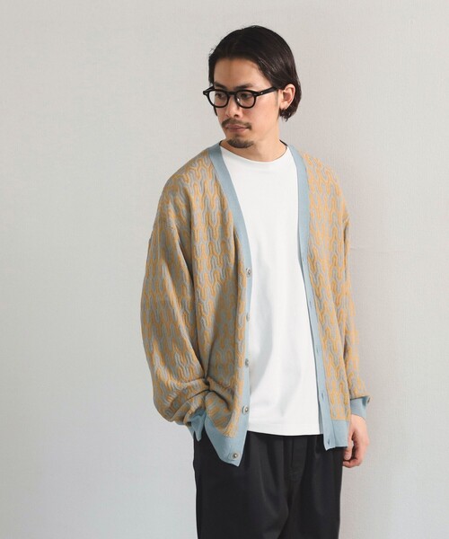B:MING by BEAMS（ビーミングバイビームス）の「リネン ミックス ジャカード カーディガン（カーディガン/ボレロ・メンズ・グリーン/サックスブルー・X-LARGE/MEDIUM/LARGE/SMALL）」の6枚目の写真