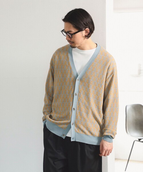 B:MING by BEAMS（ビーミングバイビームス）の「リネン ミックス ジャカード カーディガン（カーディガン/ボレロ・メンズ・グリーン/サックスブルー・X-LARGE/MEDIUM/LARGE/SMALL）」の7枚目の写真
